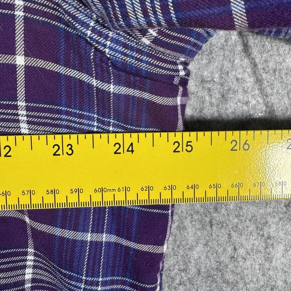 LL Bean Flannel Shirt Womens XL Purple Fleece Lined Long Sleeve Shacket - Picture 7 of 12
